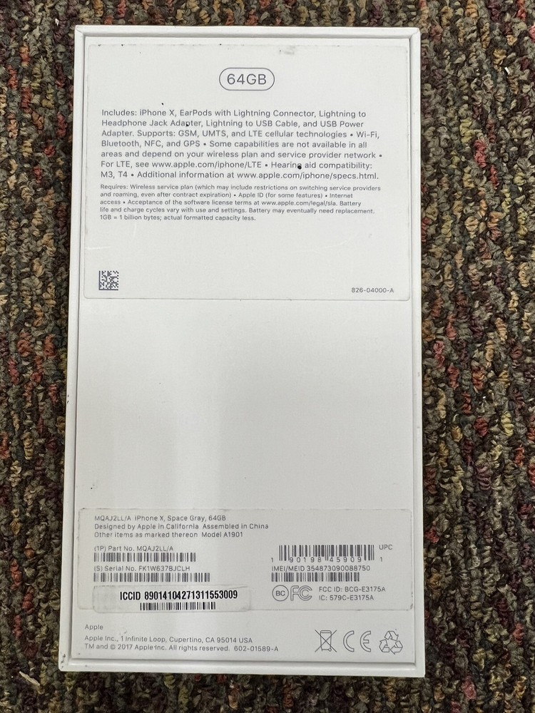 Apple Iphone X " Box only" No IPhone