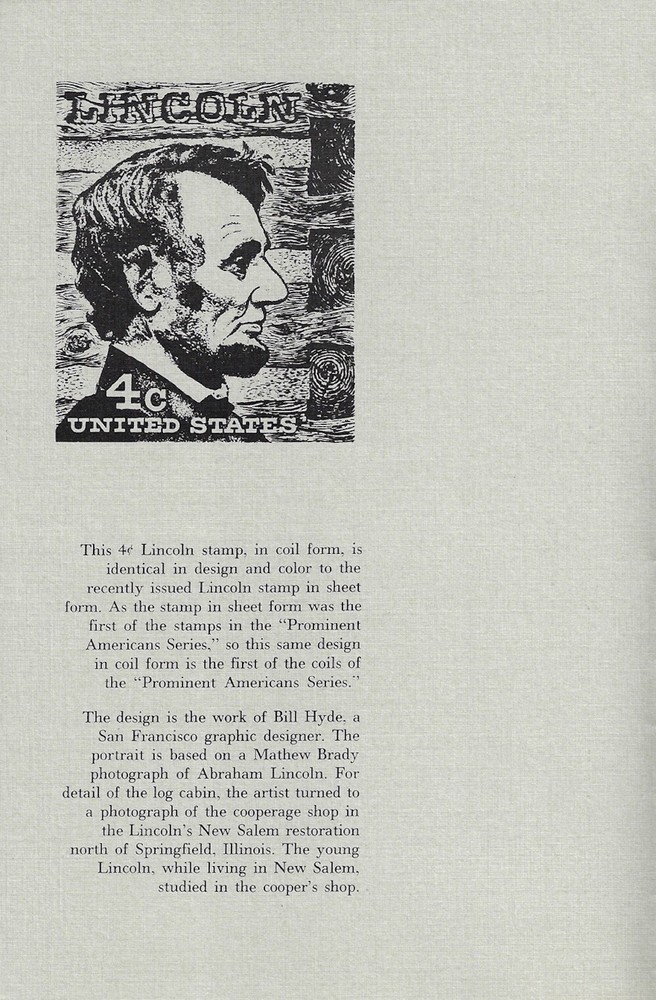 1303 ABRAHAM LINCOLN COIL LINE PAIR FIRST DAY CEREMONY PROGRAM FDC SPRINGFIELD