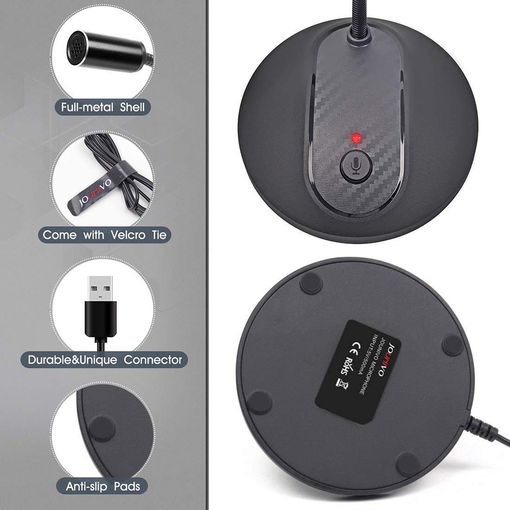 USB Microphone, JOUNIVO Computer PC Microphone with Mute Button for Streaming, P