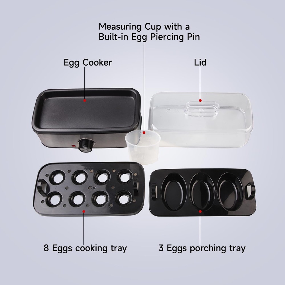 Electric Egg Cooker: Rapid 8-Egg Capacity for Hard, Medium, Soft Boiled Eggs