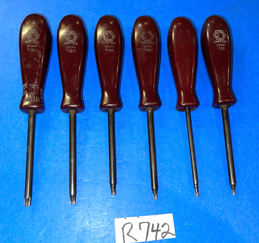MATCO TOOLS 6 PIECE TORX SCREWDRIVER SET MAROON HANDLES