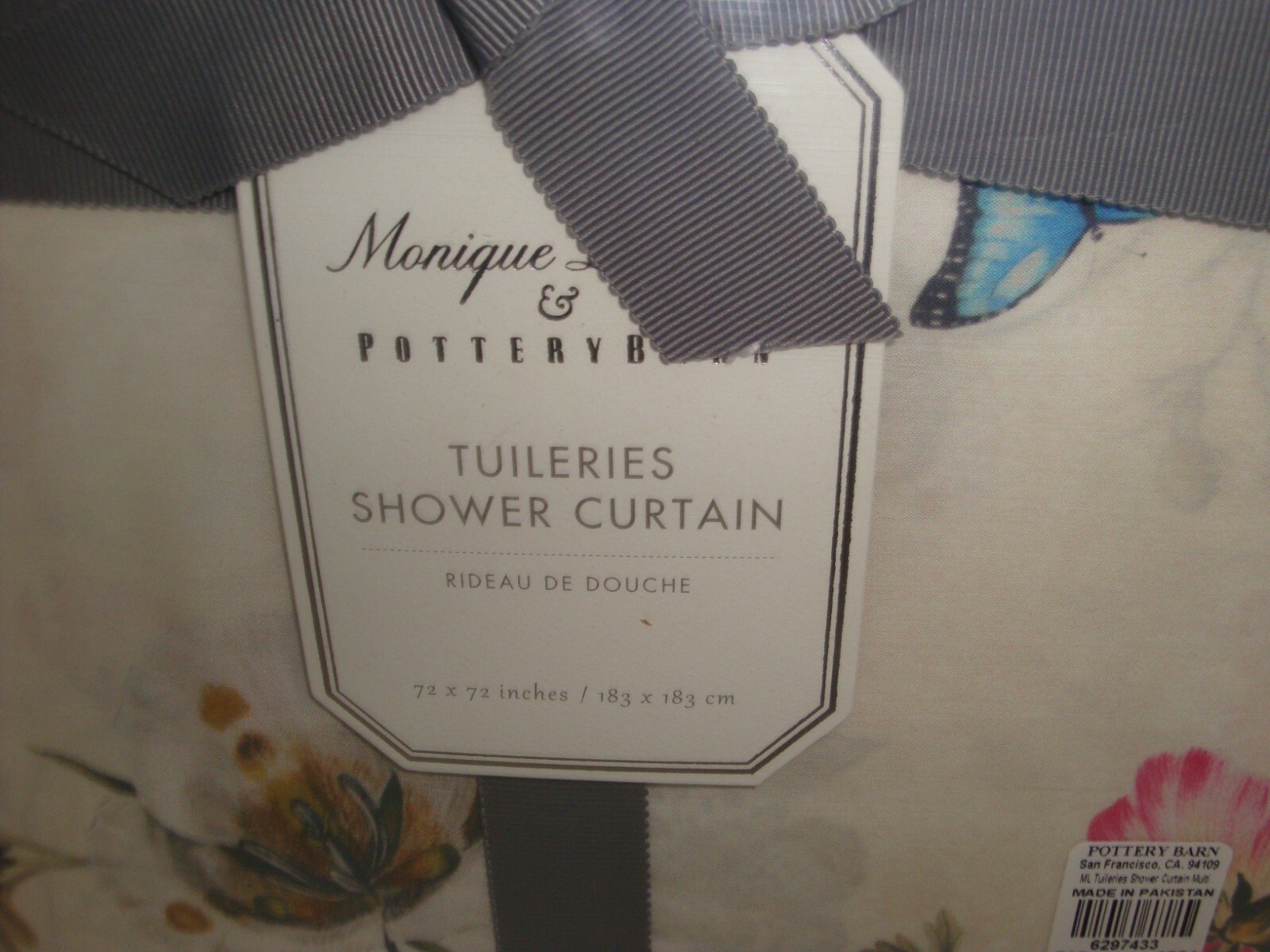 Pottery Barn Monique Lhuillier Tuileries Shower Curtain Wildflowers Butterflies