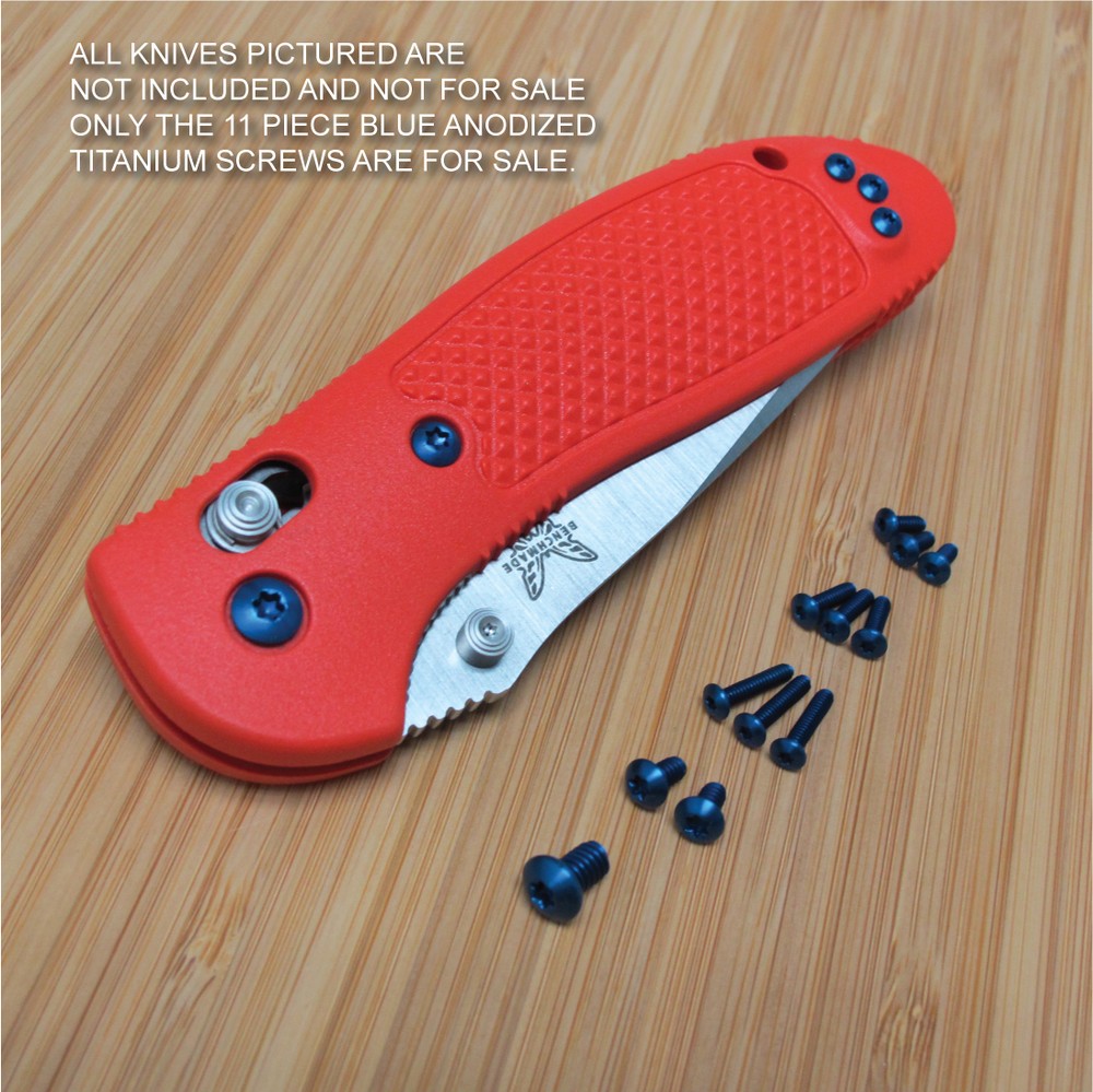 Benchmade 551 550 553 Full Griptilian 11PC BLUE Titanium Screw Set - PIVOT FIXED