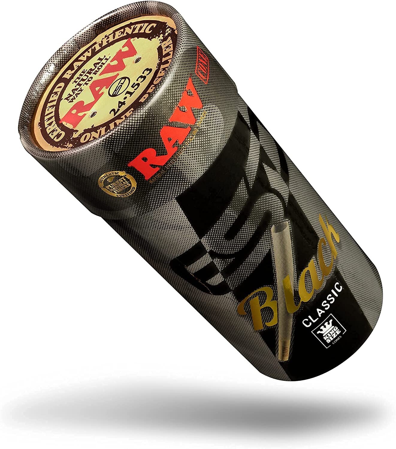 RAW Cones Classic Black King Size | 100 Pack | Natural Pre Rolled Rolling Paper