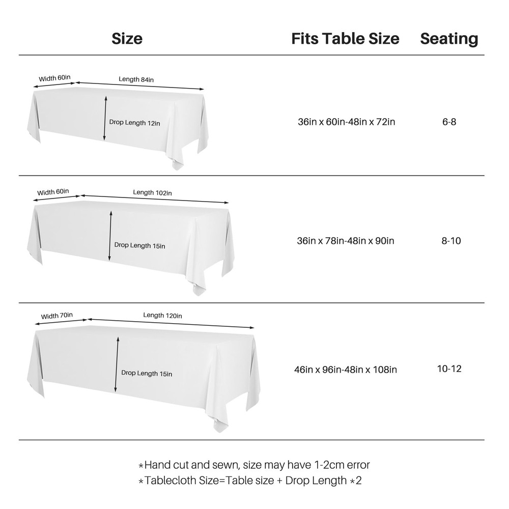 2PCS White Table Cloth for Rectangle Table - 60 x 102 Inch Tablecloths Rectan...