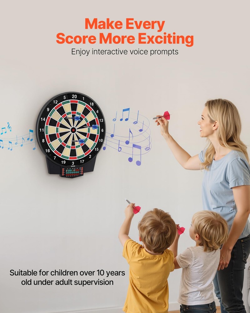 VEVOR Electronic Dart Board, 15.5" Target, 43 Games, 320+ Variations, 8 Player