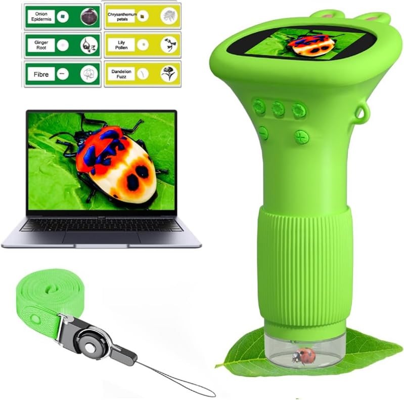 Microscope Pocket Microscope -1000X Portable Microscope for Kid | Photo and V...