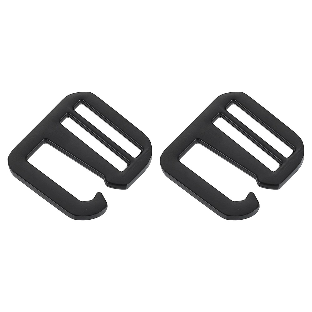 2Pcs G-Hook Webbing Buckles 20mm Flat Tri-Glide Black