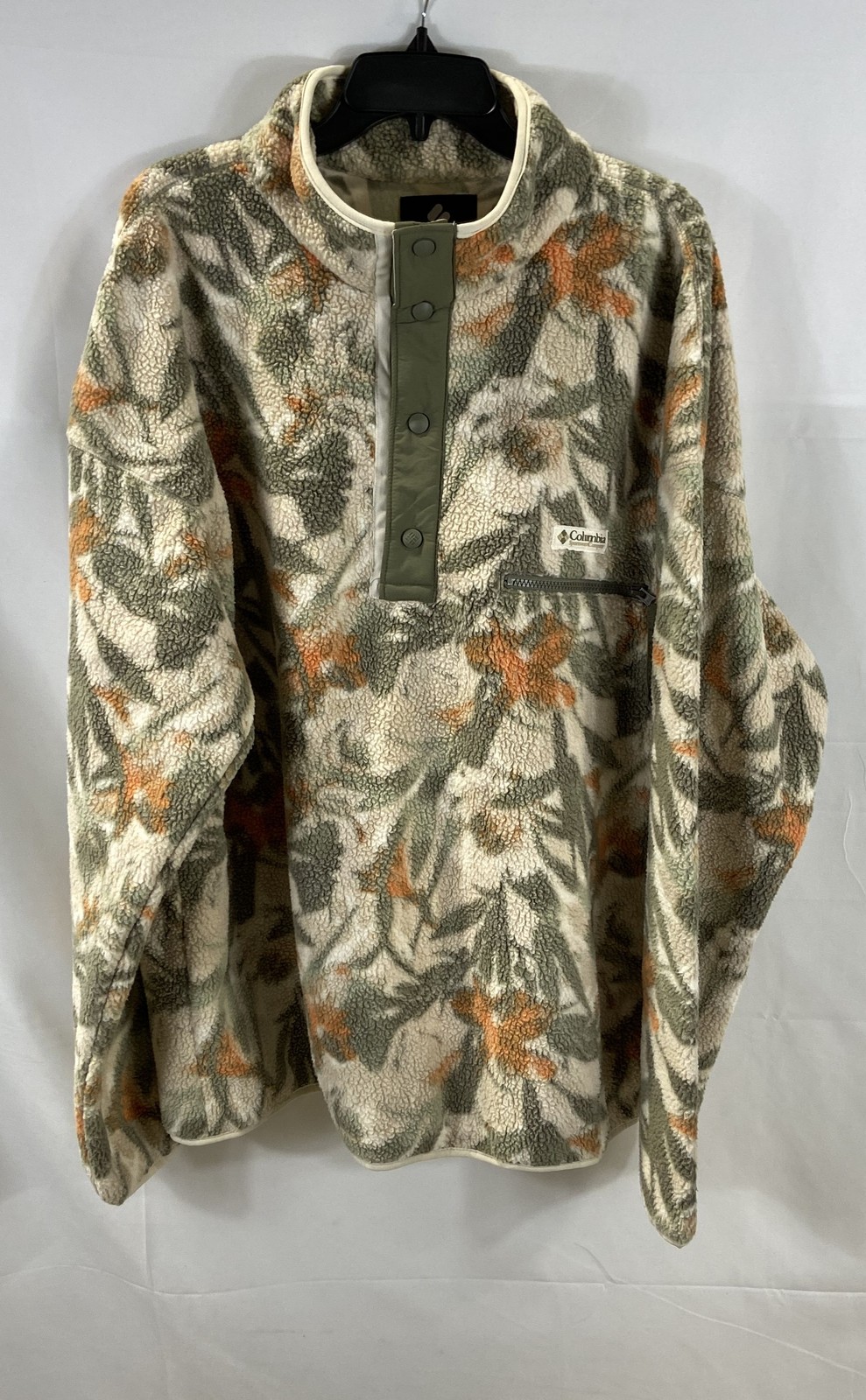 Columbia Men's Helvetia Half Snap Fleece Pullover Floral Sherpa Green XXL Tall
