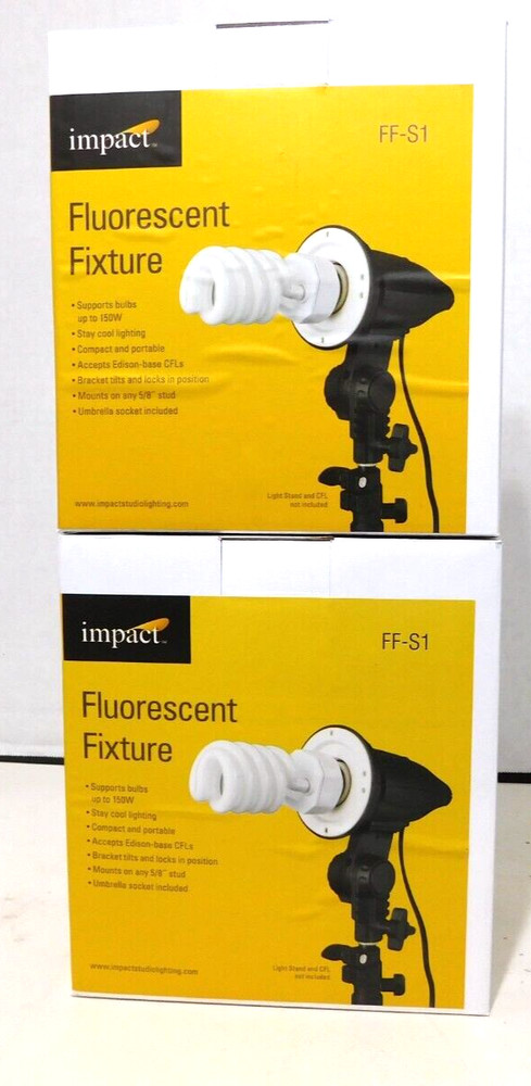 2 NIB Impact Single Socket Fluorescent Fixture FF-S1