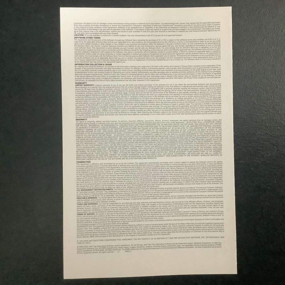 WWE 2K16 Microsoft Xbox 360 Instruction Manual Only