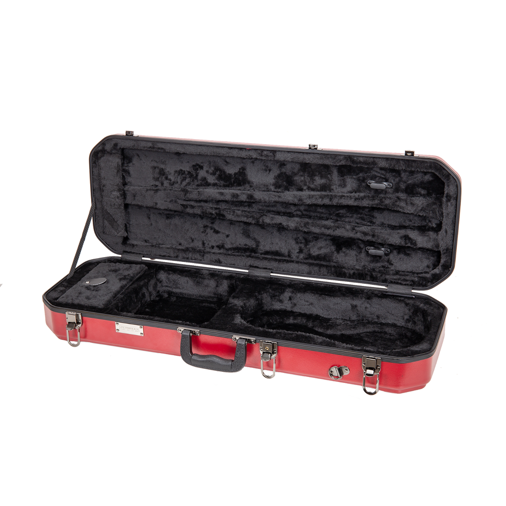 Crossrock 4/4 size Violin Case | ABS Molded Hardshell，with Detachable Straps-Red