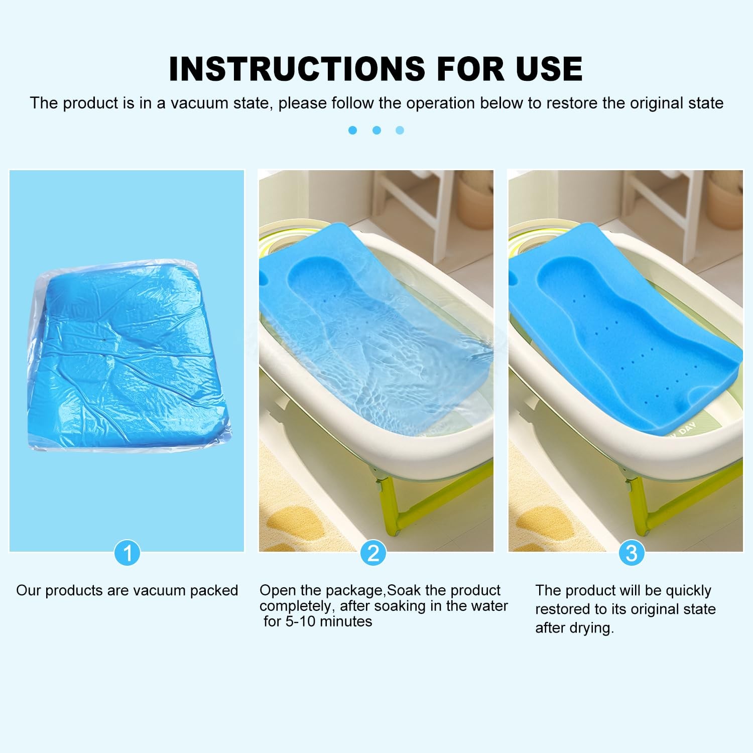 Baby Bath Sponge Soft Infant Bath Mat Newborn Cushion Odor Free (Blue)