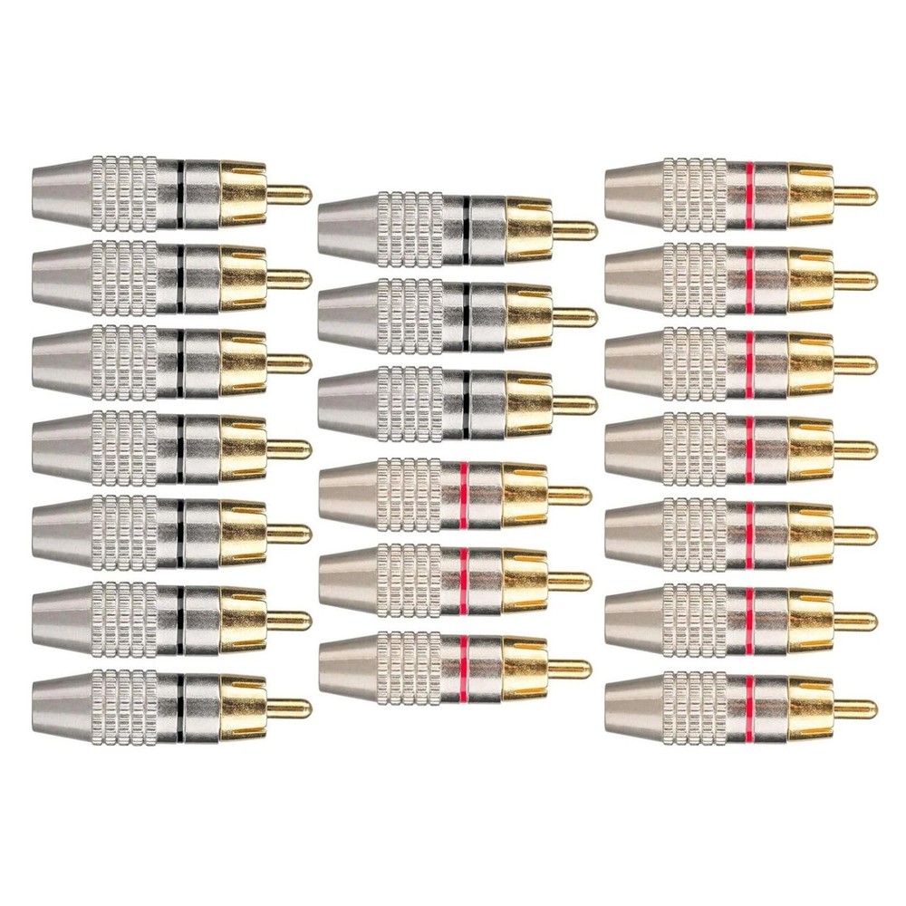 20 x RCA Male Adapter Plug With Color-Coded for Easy Polarity Identification