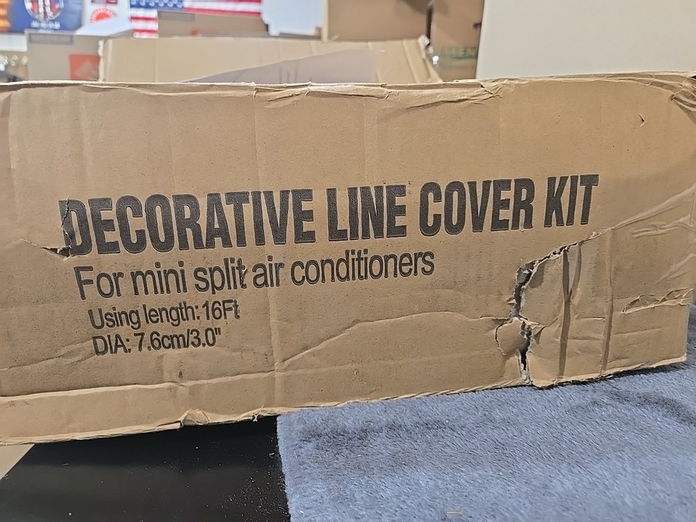 Mini Split Decorative Line Set Cover Kit 16 Ft - 3 In Open Box, White Line Cover