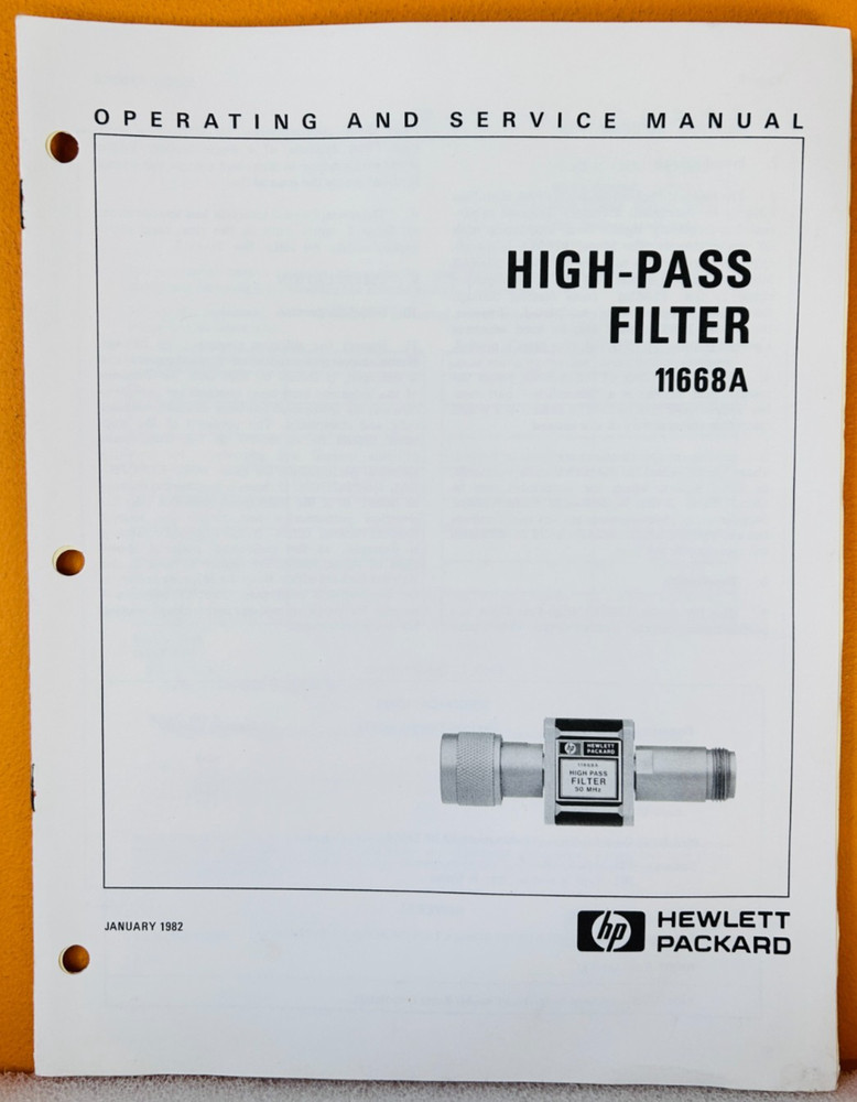 HP 11668-90003 Model 11668A High-Pass Filter Operating & Service Manual.