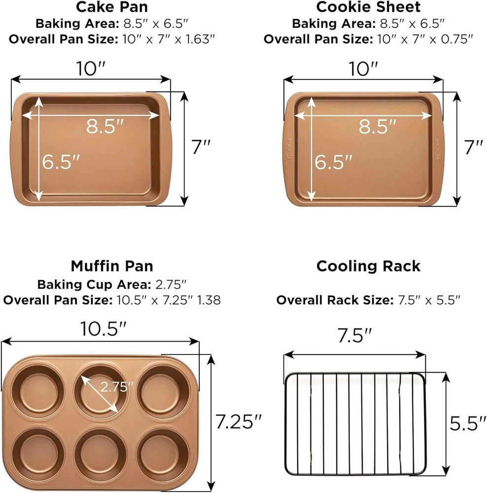 Ecolution Non-Stick Toaster Oven Bakeware Set, 4 Piece, 4-Piece, Copper