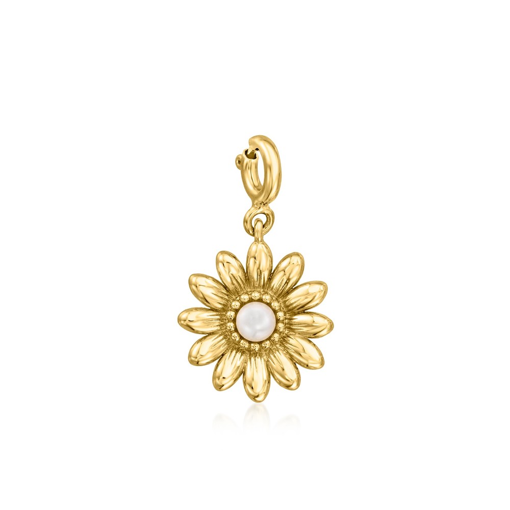 Ross-Simons 3-3.5mm Cultured Pearl Sunflower Charm in 18kt Gold Over Sterling