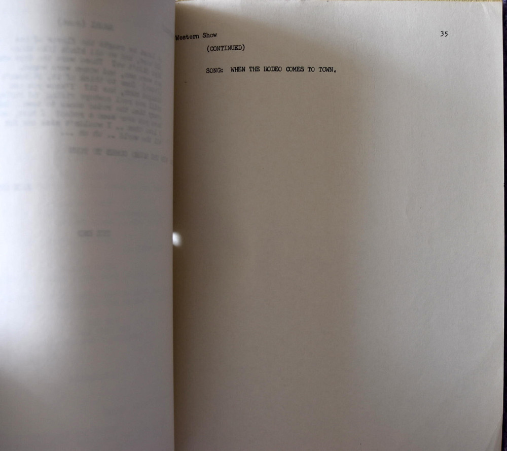 1959 Shariland " Western Show " Original Screenplay Script