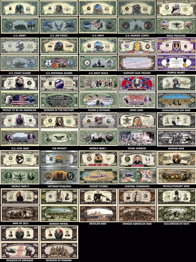 A COMPLETE MILITARY DOLLAR BILL SET (32 BILLS)