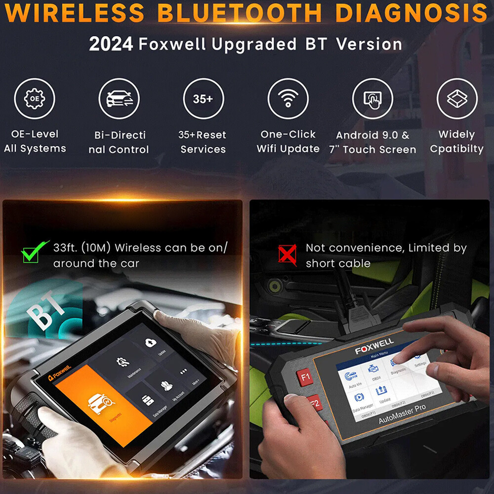FOXWELL Bluetooth Bidirectional All System Diagnostic Scan Tool Car OBD2 Scanner