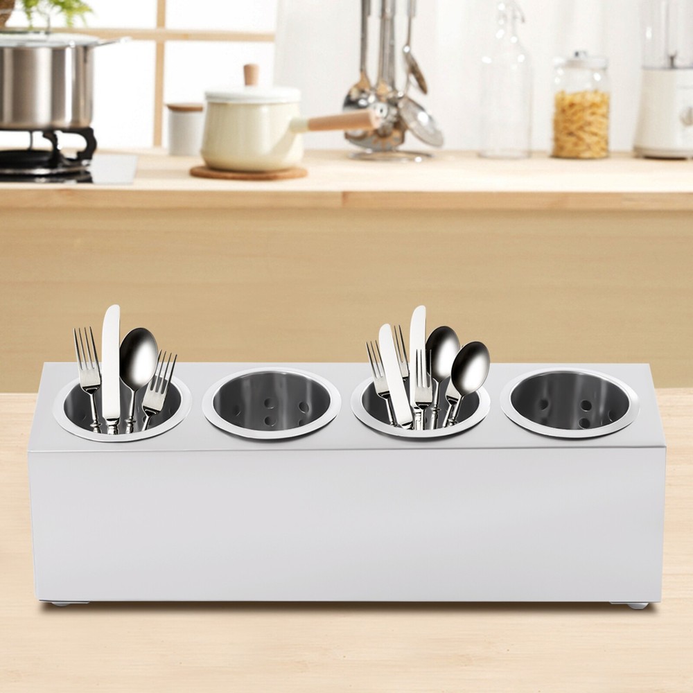4 Storage Hole Metal Flatware Holder Removable Flatware Organizer Large Capacity