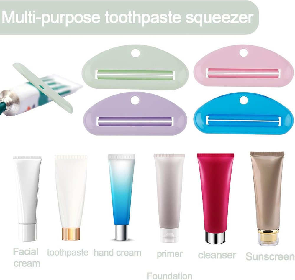 8Pcs Toothpaste Squeezer, Plastic Toothpaste Tube Roller Squeezer Assorted Color