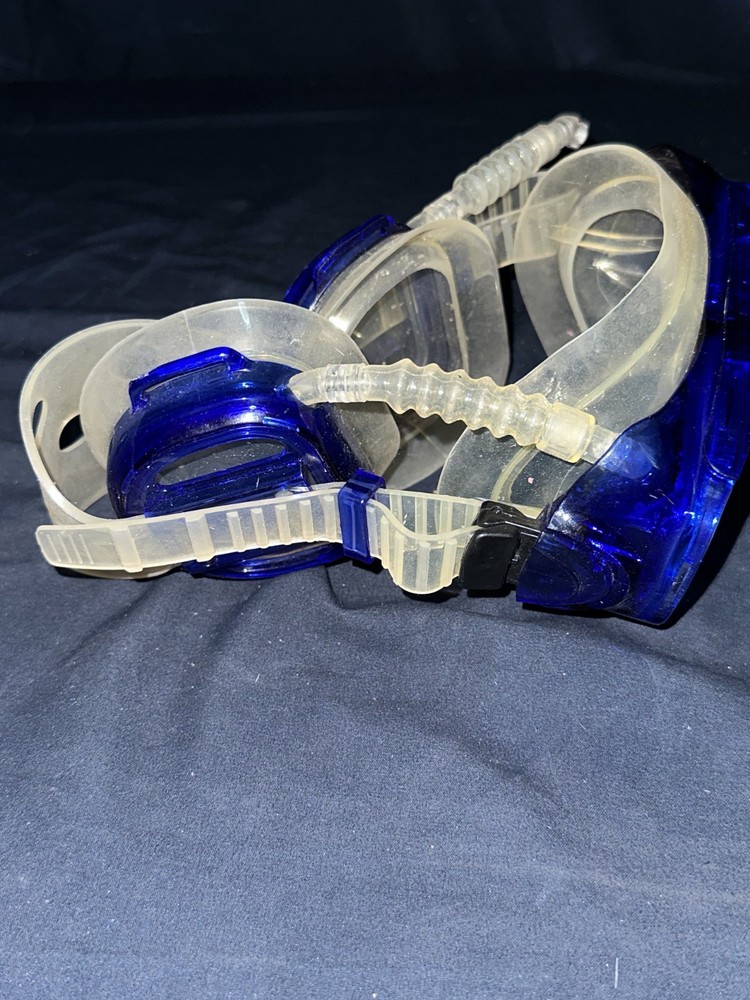 TEMPERED DIVING GOGGLES MASK BLUE WITH EAR COVERS