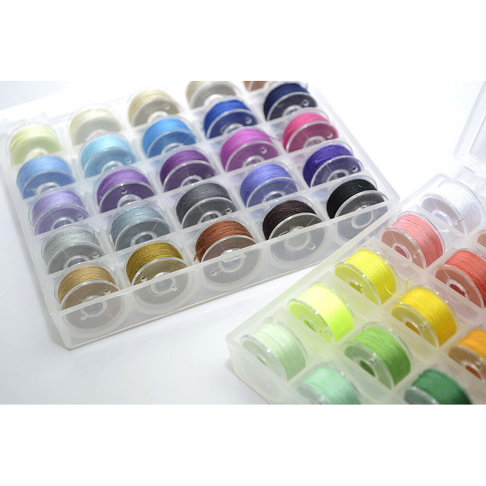 25X Sewing Machine Bobbins Thread Spools Case With Threads for Sewing Machine