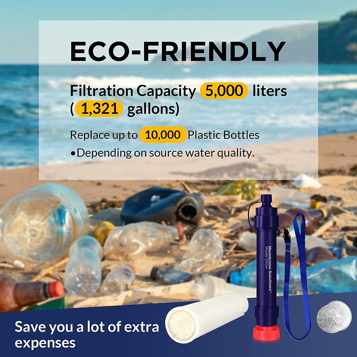 WS02Outdoor Water Filter Personal Water Filtration Straw Emergency Survival Gear