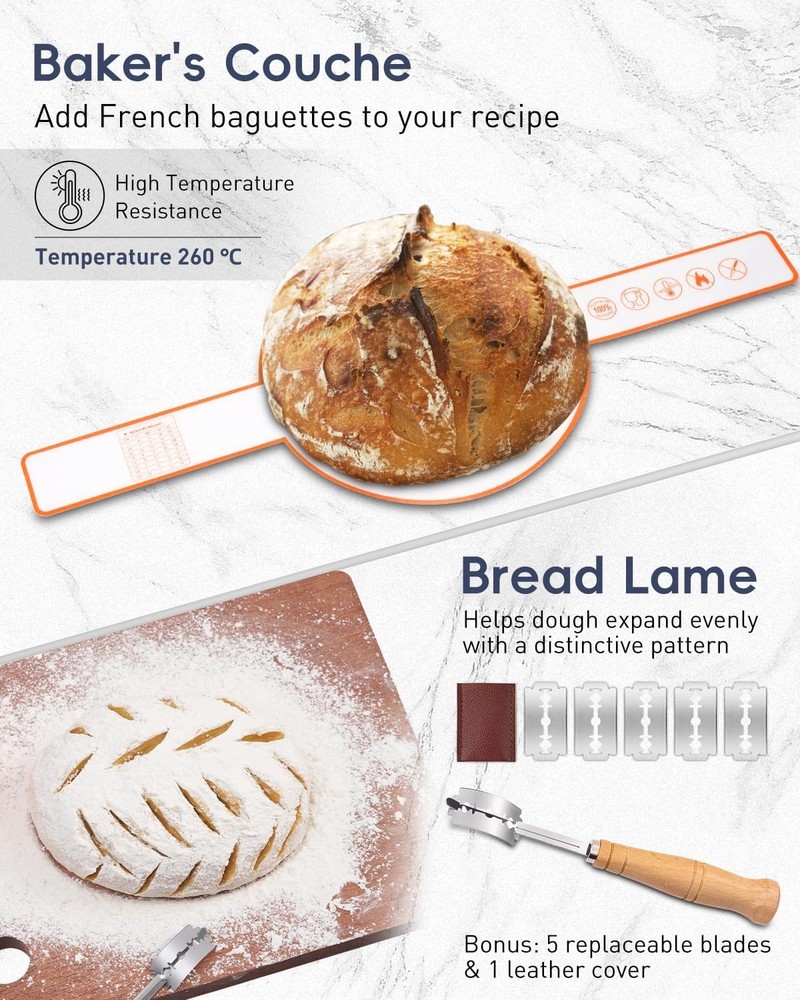 30-Pc Sourdough Bread Baking Kit with Banneton Baskets, Scale & Spoons Set Tools