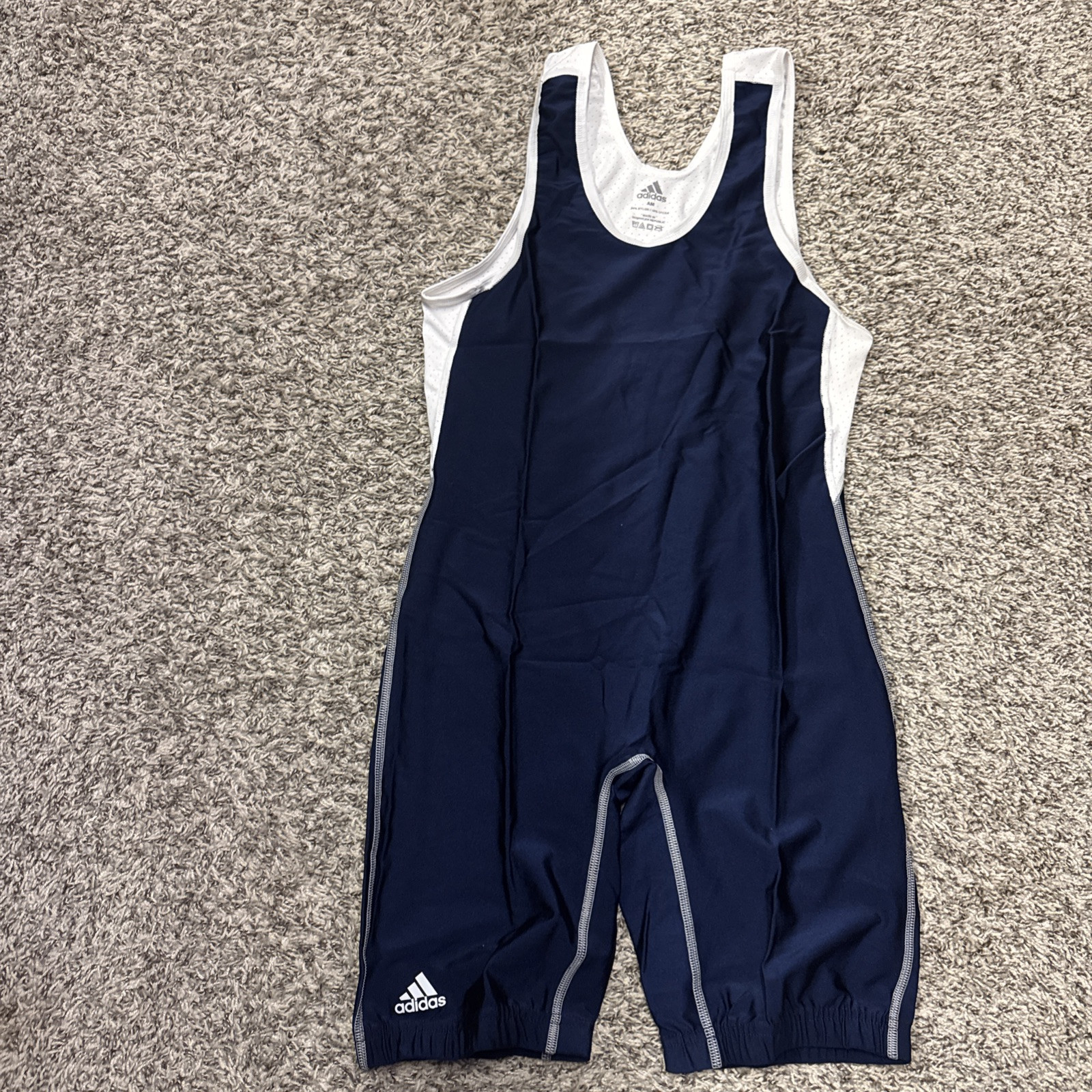 New without Tag Adidas Wrestling Singlet Navy and White Adult Medium