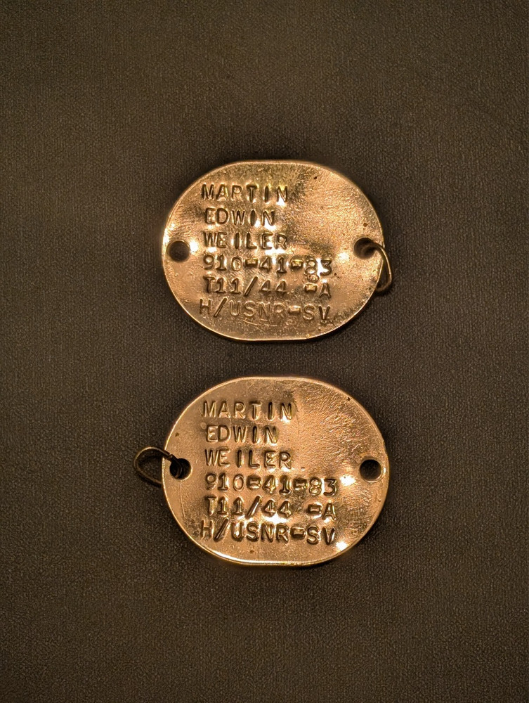 WWII Dog Tags Plated Gold Color, ID: Dr. Martin Weiler