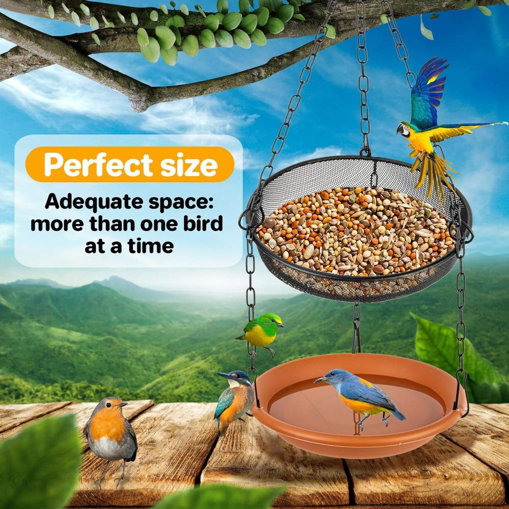 RAINFLOW Hanging Bird Bath for Outdoors - Feeder Outside,...