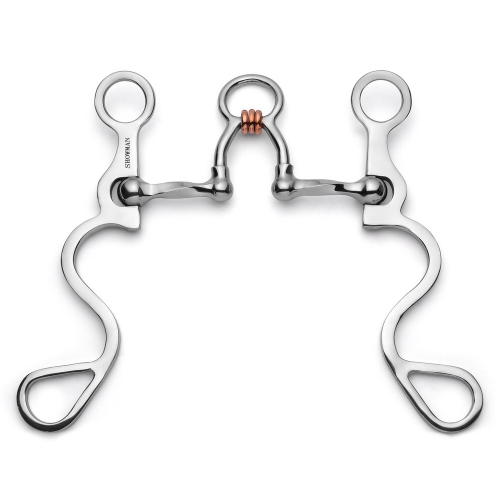 Showman Long S Shank Bit w/ Slow Twist Ported Copper Rollers