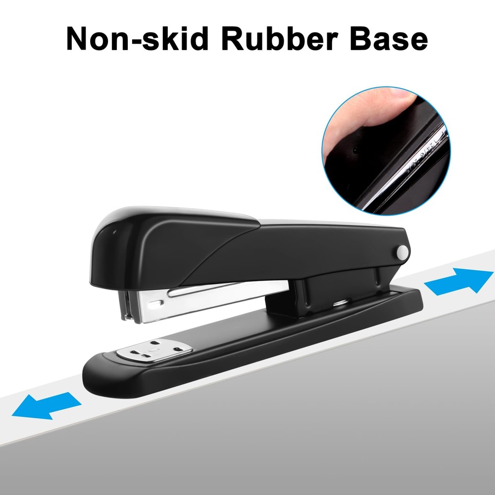 GROLENT Black Modern Office Stapler 25 Sheet Capacity Automatic Includes 1000...