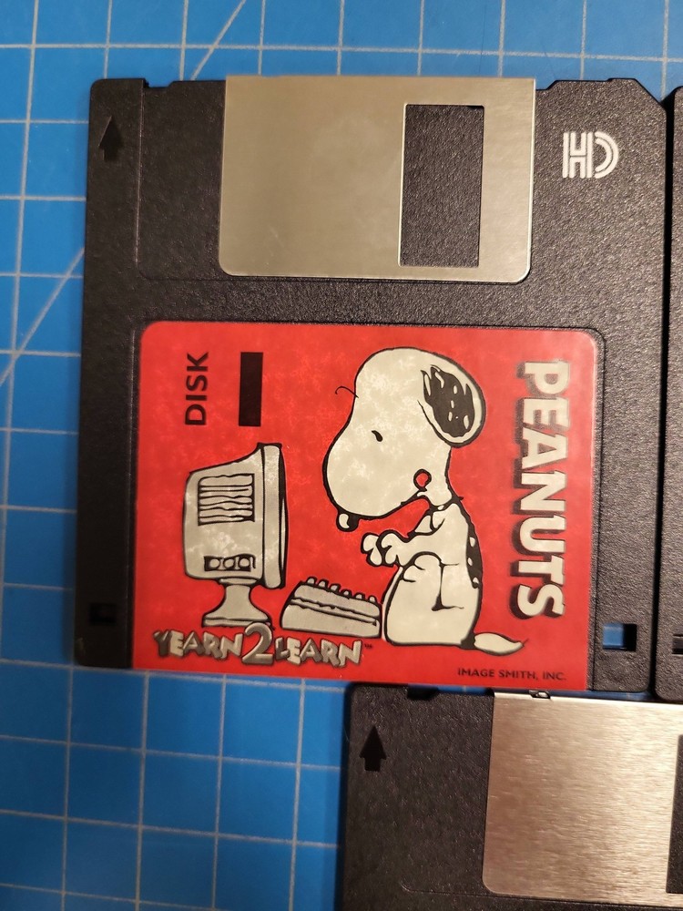 Peanuts Yearn 2 Learn Floppy Disk Set Disks 1 2 3 4 5 Vintage Computer Game
