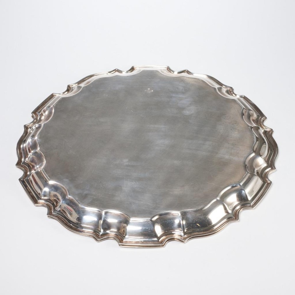 Two (2) Vtg Towle Silver Plated Serving Trays with Fluted Edge Floral Engraving