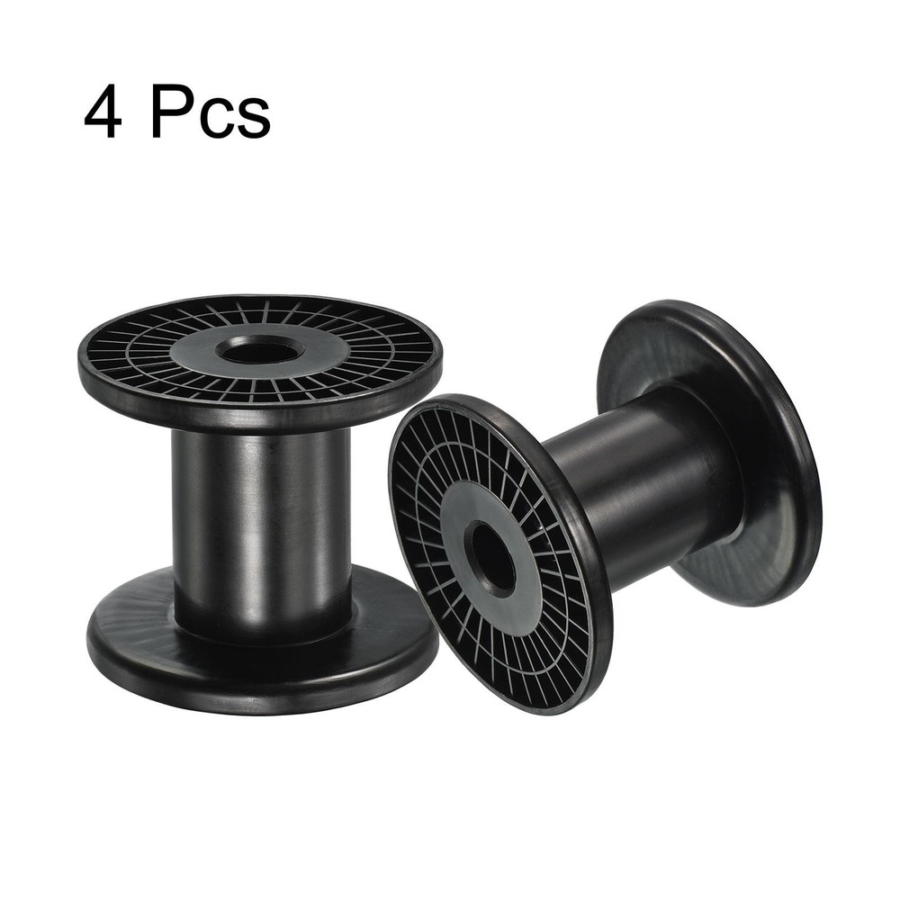 4pcs 3.9" Floss Bobbins Plastic Empty Thread Spools Weaving Bobbin Black