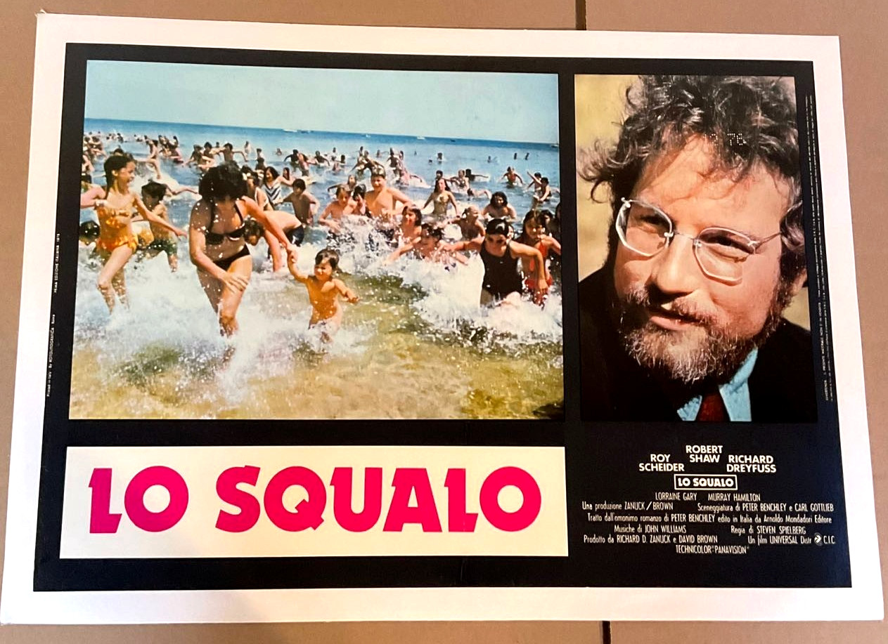 VINTAGE ORIGINAL JAWS SPIELBERG ITALY LARGE 28" X 20" MOVIE POSTER LO SQUALO