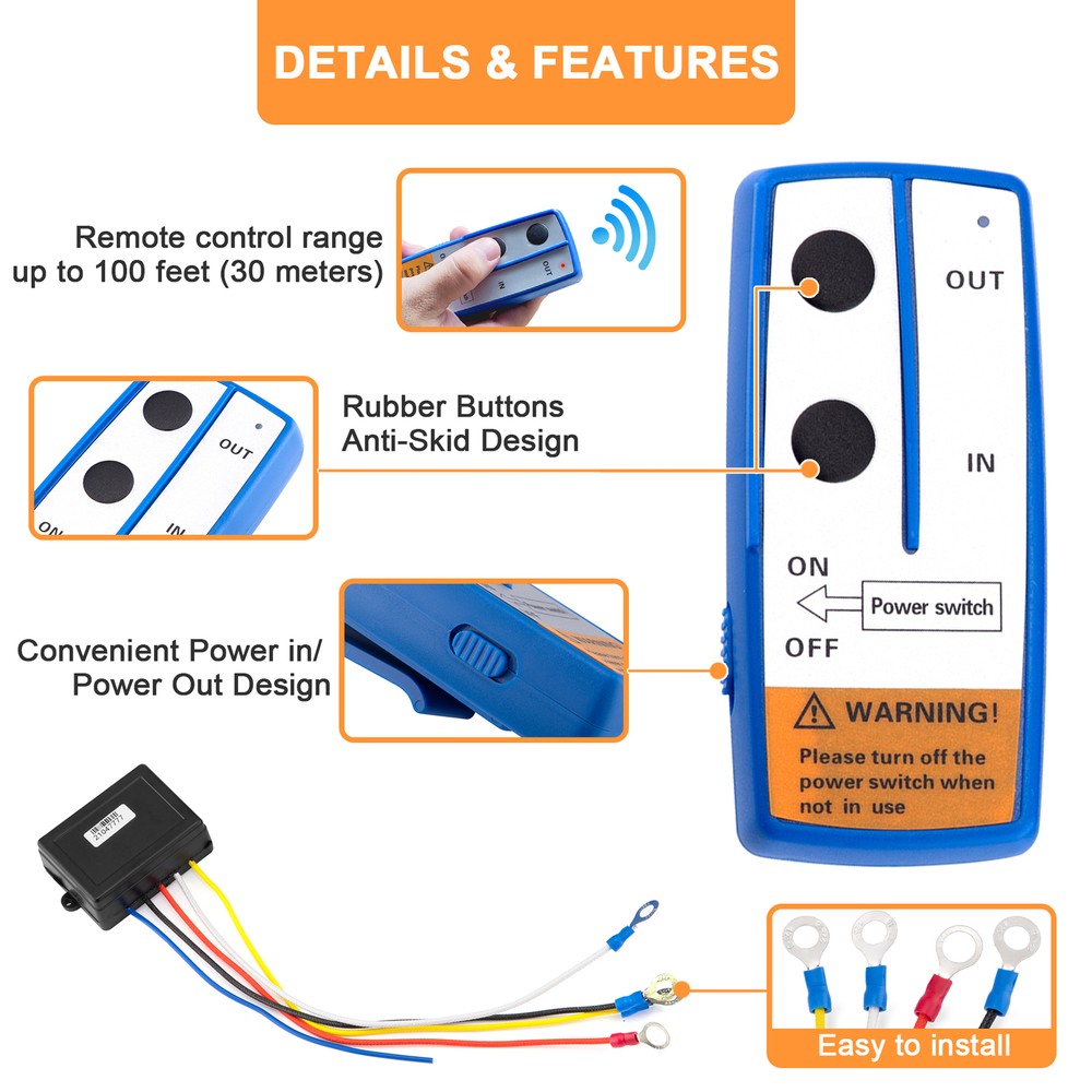 12V Recovery Wireless Winch Remote Control Kit ForJeep UTV SUV Switch Controller