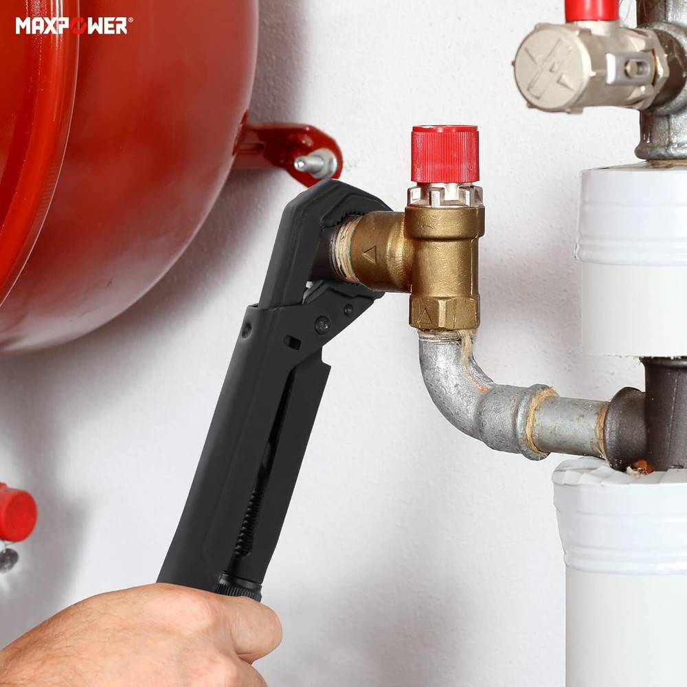 12 Inches Adjustable Swedish Pipe Spanner Plumbers Spanner with 90°Angled Jaw