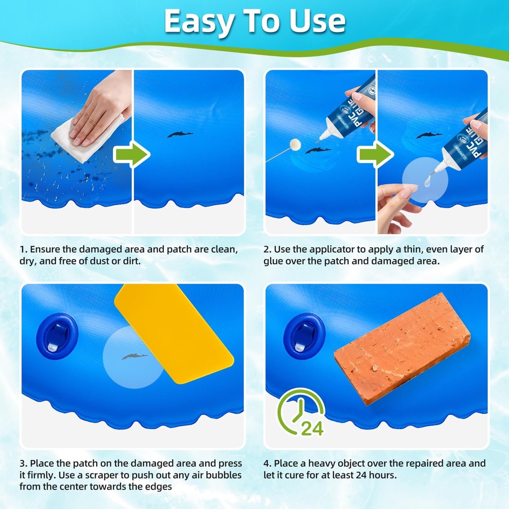 GLOWPOINT Air Mattress Patch Kit, Waterproof & UV Resistant Inflatable Patch ...