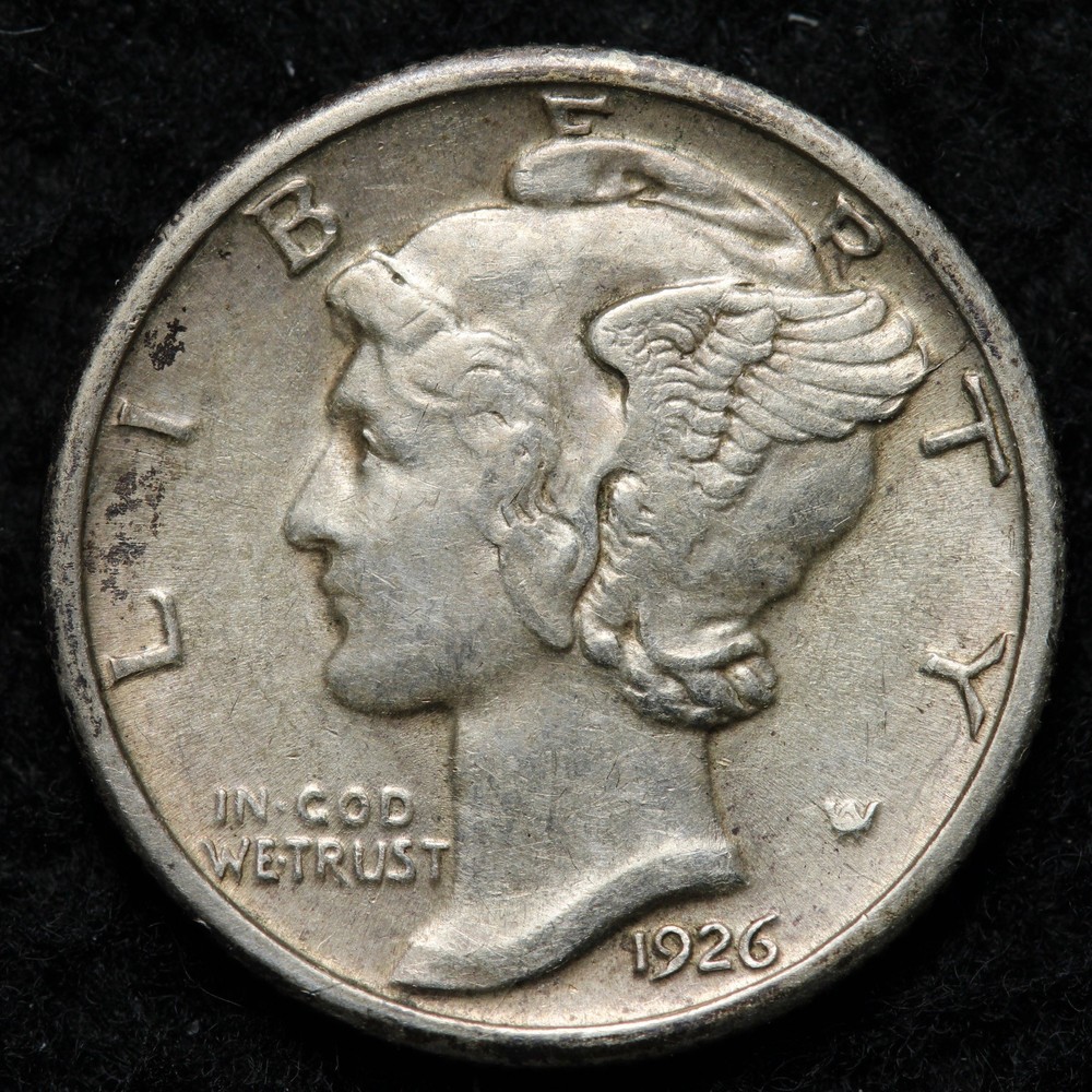 1926 Mercury Silver Dime AU E201 URQB