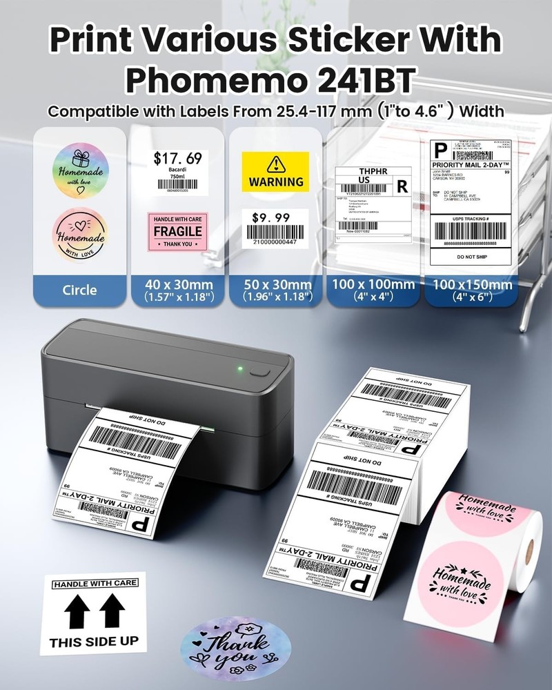 Phomemo Bluetooth Thermal Printer for Shipping Package for Amazon, Ebay, Shopify