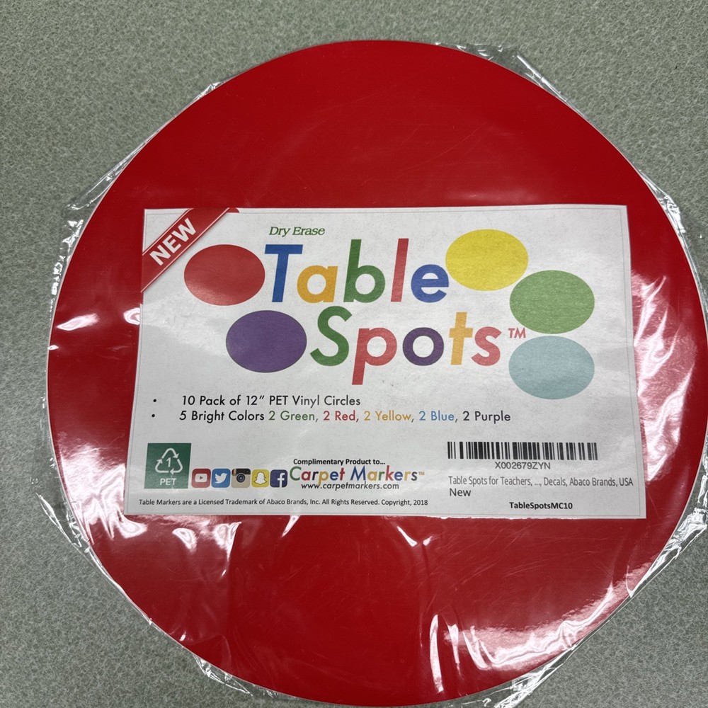 Table Spots Dry Erase, 10 pack, Classroom, Small Group