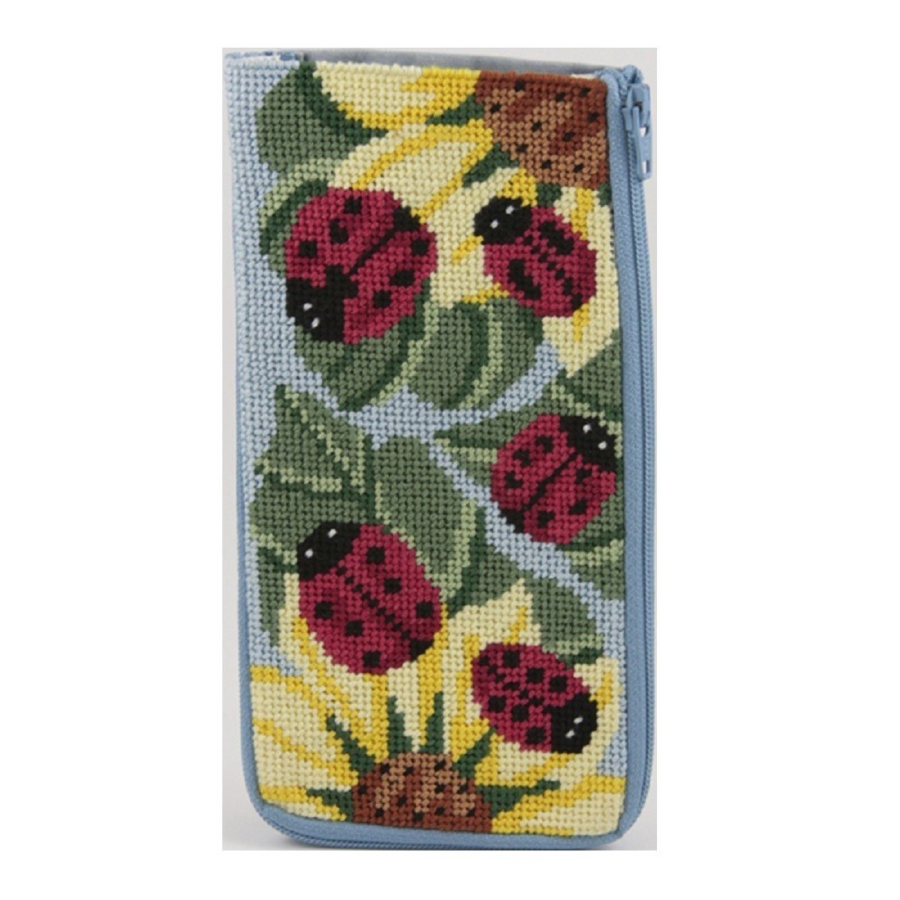 Stitch & Zip Needlepoint Eyeglass Case Kit - SZ403 Ladybugs