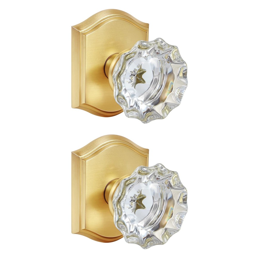 2 Pack Light Gold Crystal Glass Dummy Door Knobs, Non-Turning No Lock Single ...