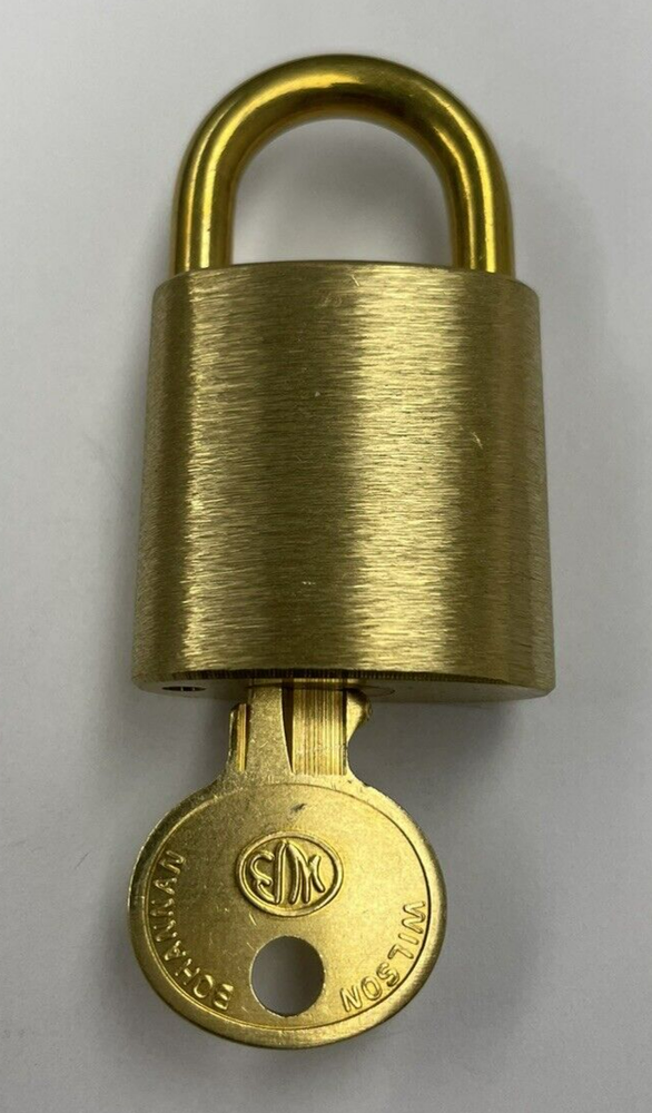 Wilson Bohannan Pad Lock, Solid Brass, NEW with key