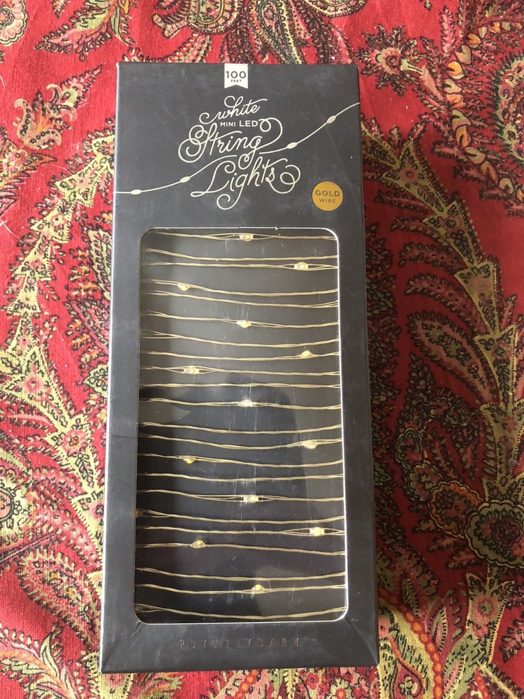 Pottery Barn White Mini LED Indoor /outdoor String Lights New 100ft